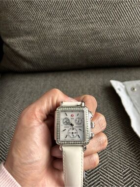 Michele diamond and emerald Square Watch with Interchangeable Straps